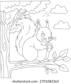 Squirrel coloring page for kids
