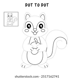 Páginas de coloração de esquilo para crianças. Traço e cor veado. Colorindo página contorno animal de bonito Squirrel tracing planilha. Jardim de infância e atividade pré-escolar. Vetor de estação de férias de outono de esquilo.