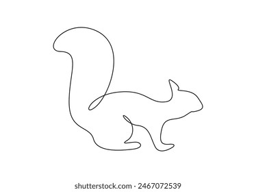 Squirrel continuous one line drawing vector illustration 