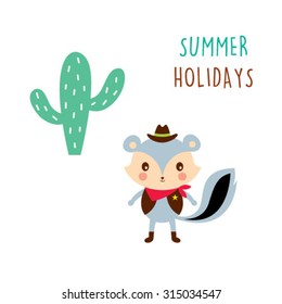 squirrel cowboy summer holiday vector