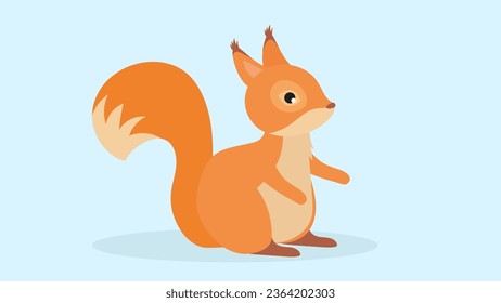 Squirrel. Cute cartoon character. Vector illustration in flat style