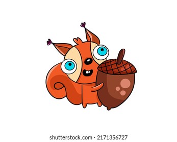 Squirrel cute character. Vector illustration isolated on white background