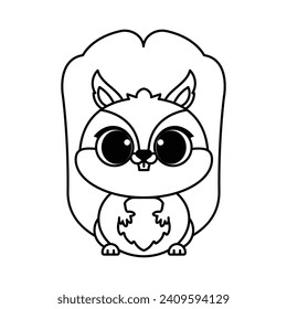 squirrel cute outline drawing suitable for coloring books for children black and white educational preschool activity sheet vector isolated