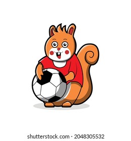 squirrel cute playing foot ball vector illustration design 