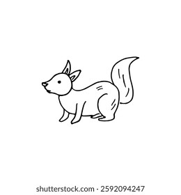 Squirrel doodle cartoon outline vector animal hand-drawn illustration.