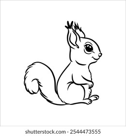 esquilo doodle Desenhado à mão linear Vetor ilustração