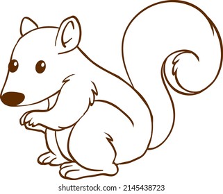 Squirrel in doodle simple style on white background illustration