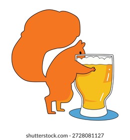 Ardilla bebiendo cerveza para los amantes de los animales