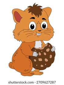 Esquilo em comer biscoitos em um fundo branco