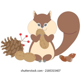 A squirrel eating a lot and filling its cheek pouches