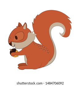 Squirrel Eating Nut Cartoon Animal Vector Stock Vector (Royalty Free ...