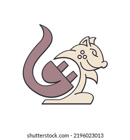 Squirrel with electric plugs logo design simple modern, best vector template.