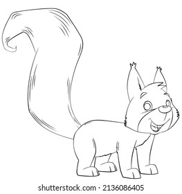 Squirrel. Element for coloring page. Cartoon style.