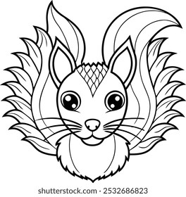 Cara de ardilla con patrón de cola de mandala tupido | Diseño artístico de mandala animal