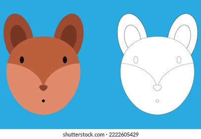 Caricatura de ardilla. Cuto contorno ardilla animal libro de colorear cara para niños. Ilustración vectorial. Contorno a la cabeza de la ardilla. Logo de la caricatura.