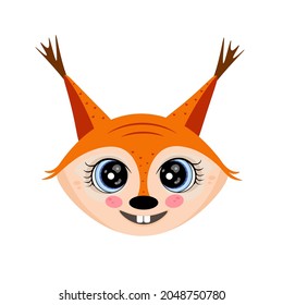 Squirrel face vector, animal icon. Squirrel wild animal face. Cute squirrel head portrait. Isolated on white background. Illustration for backgrounds, packaging, greeting cards, stickers, textile.