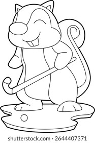 Squirrel Field hockey Hockey stick Animal Vector Graphic Art Illustration