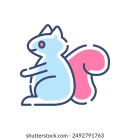 Squirrel Filled Color Icon, Vector illustration