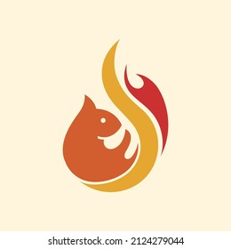 Squirrel Fire Ball Logo Design