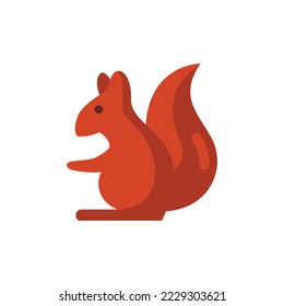 Squirrel Flat Icon - Autumn Season Icon Vector Illustration Design