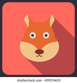 squirrel flat icon with long shadow