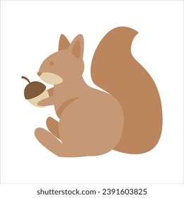 Squirrel flat style vector illustration on white background, logo mascot suitable for web design banner character