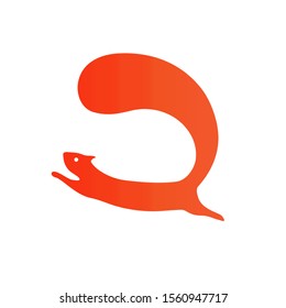 Squirrel in flight icon. Red rodent, bushy tail. Vector illustration