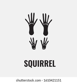 Squirrel footprint trail. Front and back footprints. Vector illustration.