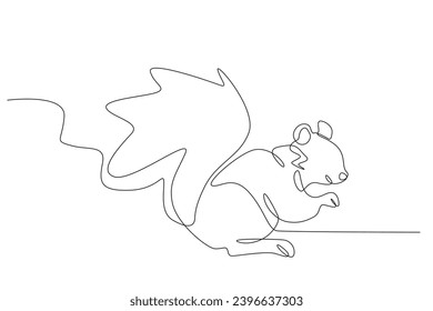 Una ardilla está buscando. Dibujo de una línea del Día Mundial de la Vida Silvestre
