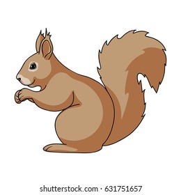 Squirrel is a forest animal. The squirrel has a fluffy tail. A tick refers to a family of rodents.Animals single icon in cartoon style vector symbol stock illustration web.