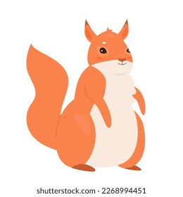 Squirrel forest animal. Tree small rodent with fur and long tail vector illustration