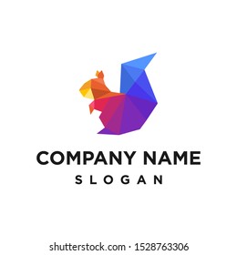 Squirrel fullcolor geometry logo vector