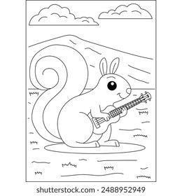 squirrel funny animal coloring book page for kids or grown adults coloring book mindful relaxation activity