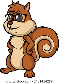 Squirrel with glasses vector illustration