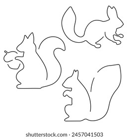 Eichhörnchen Gruppe von schwarzen Icons auf einem weißen Hintergrund. Vektorillustration.