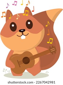 Squirrel with a guitar. Vector graphics on the theme of music