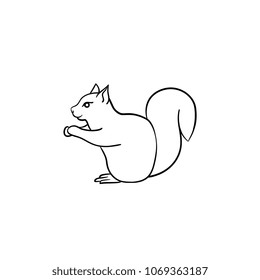 Squirrel hand drawn outline doodle icon. Vector sketch illustration of squirrel for print, web, mobile and infographics isolated on white background.