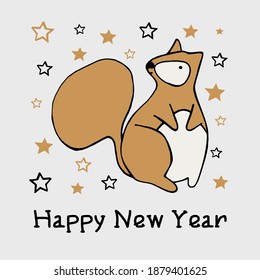 squirrel hand drawn vector illustration