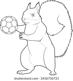 Squirrel Handball player Handball Sports Animal Vector Graphic Art Illustration