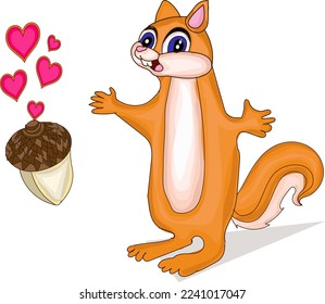 squirrel happy face for loving enjoy with big nut vector illustration