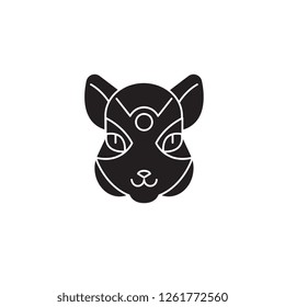 Squirrel head black vector concept icon. Squirrel head flat illustration, sign