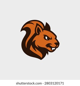 squirrel head esport game team logo flat color vector illustration template design