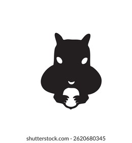 squirrel head monochrome silhouette illustration	