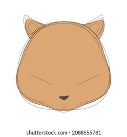 Squirrel head with sleeping expression with many lines
