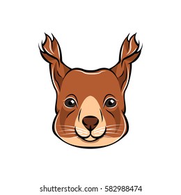 Squirrel head vector illustration isolated on white background pop art style.