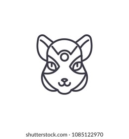 squirrel head vector line icon, sign, illustration on background, editable strokes
