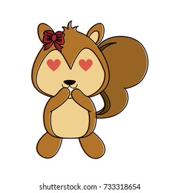 squirrel with heart eyes cute animal cartoon icon image 