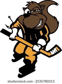 squirrel hockey player, ice skating logo