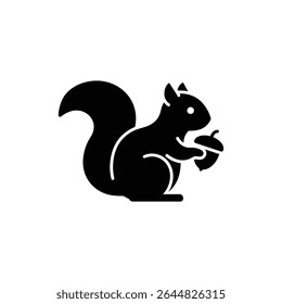Squirrel Holding Acorn Forest Wildlife Animal Icon