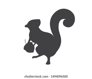 Squirrel Holding Acorn Logo Design Concept